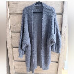 RARE Korean Fuzzy Cozy Eylash Gray Women's Sweater Coat- OS